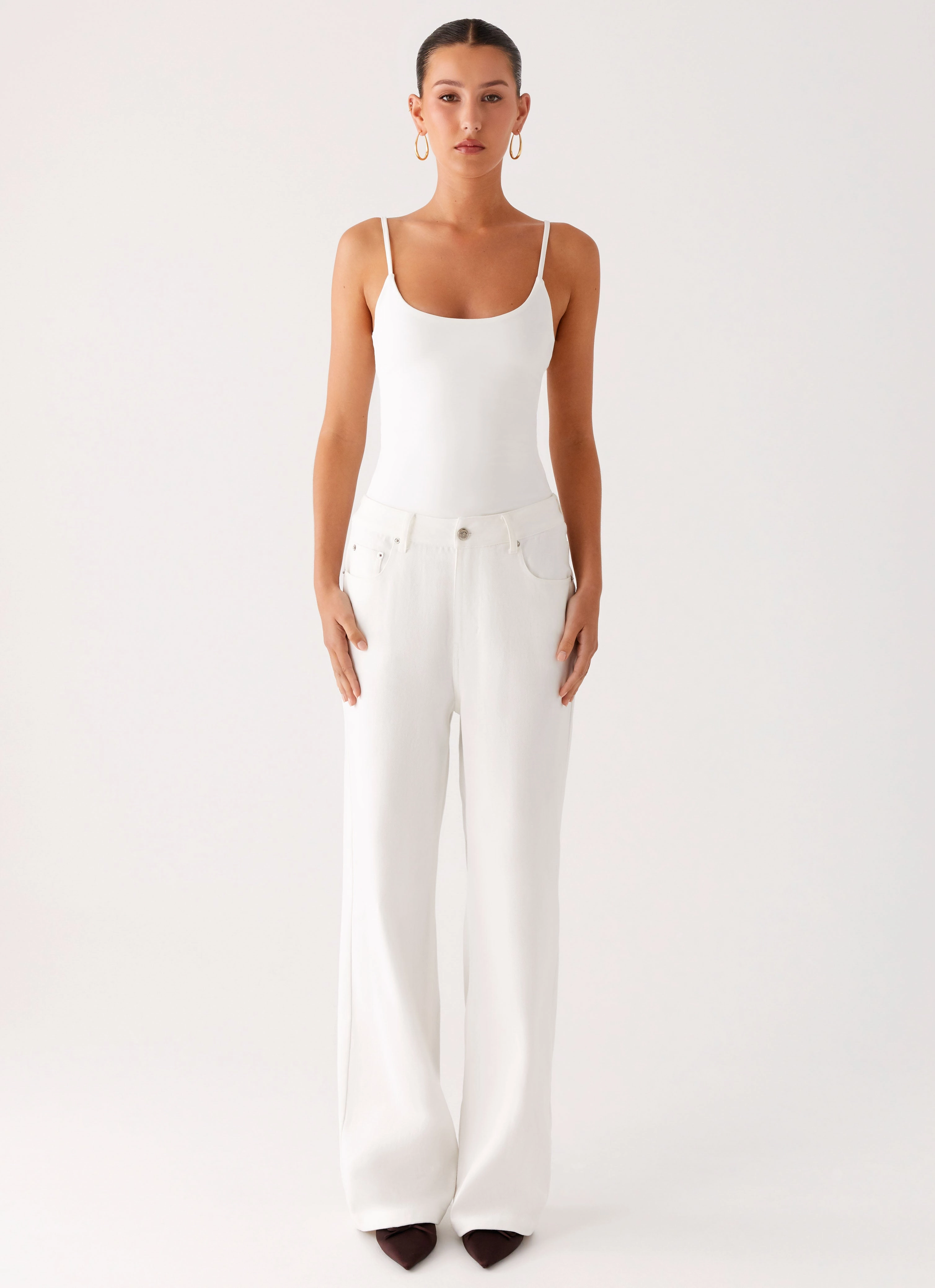 Light Stretch Back Again Straight Leg Denim Jeans - White