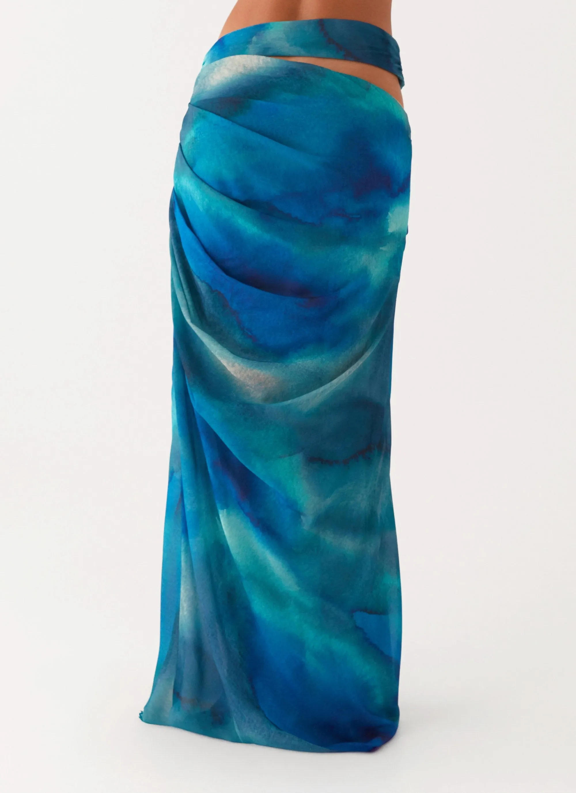Active Utility Austin Cut Out Maxi Skirt - Blue Tie Dye