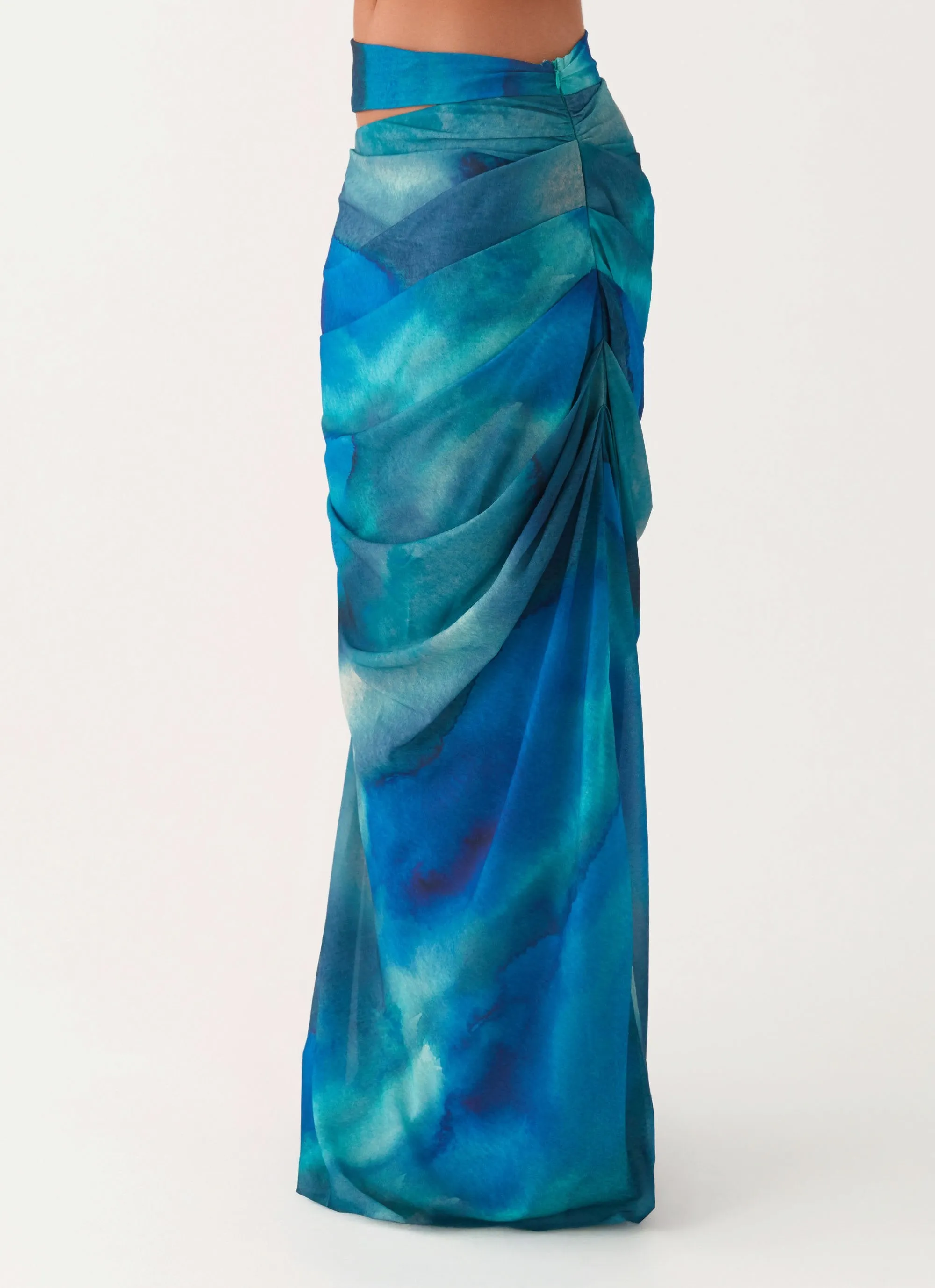 Anti Snag Threading Austin Cut Out Maxi Skirt - Blue Tie Dye