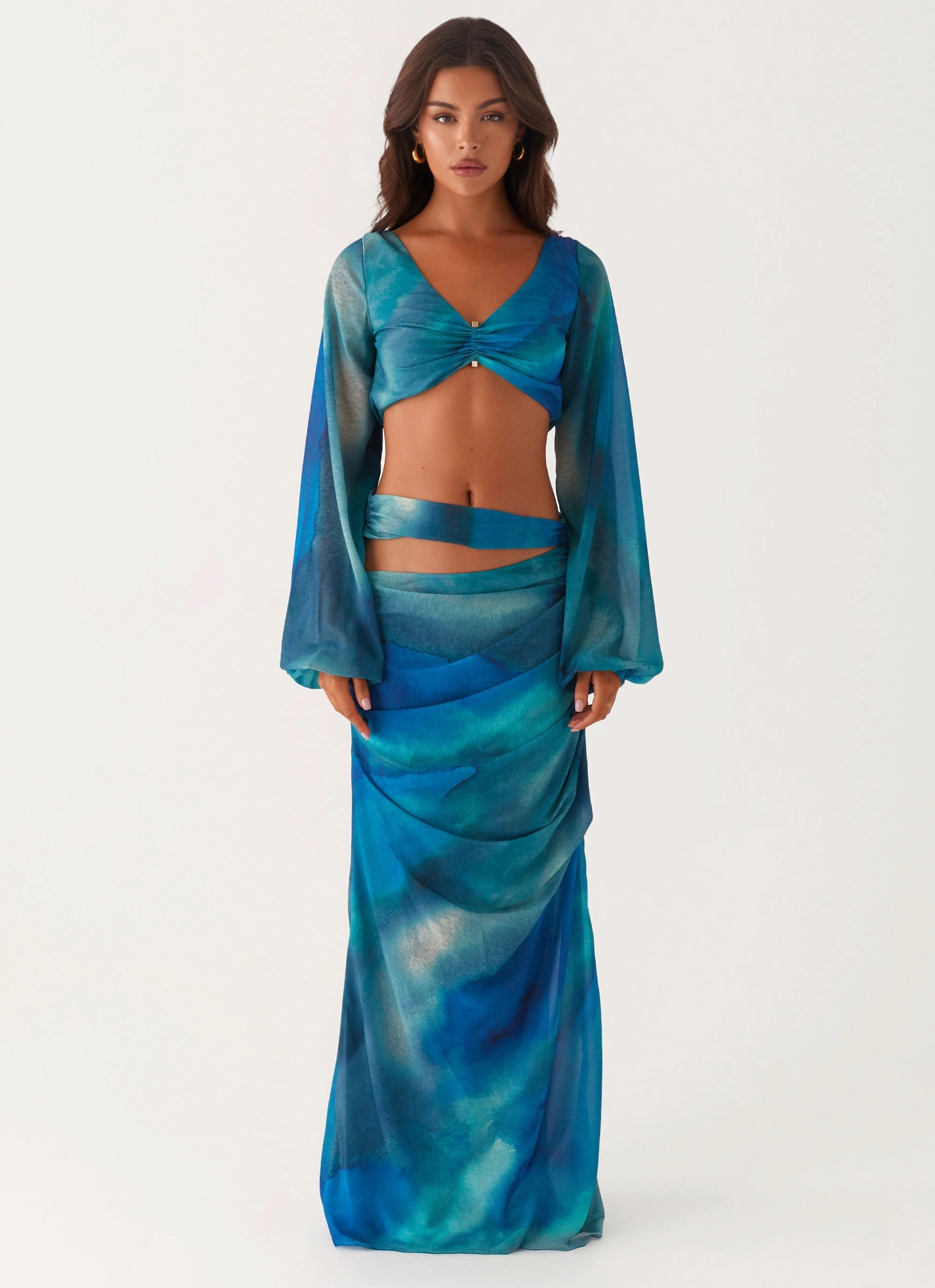 RubberizedGrip HeavyweightThermal Austin Long Sleeve Top - Blue Tie Dye