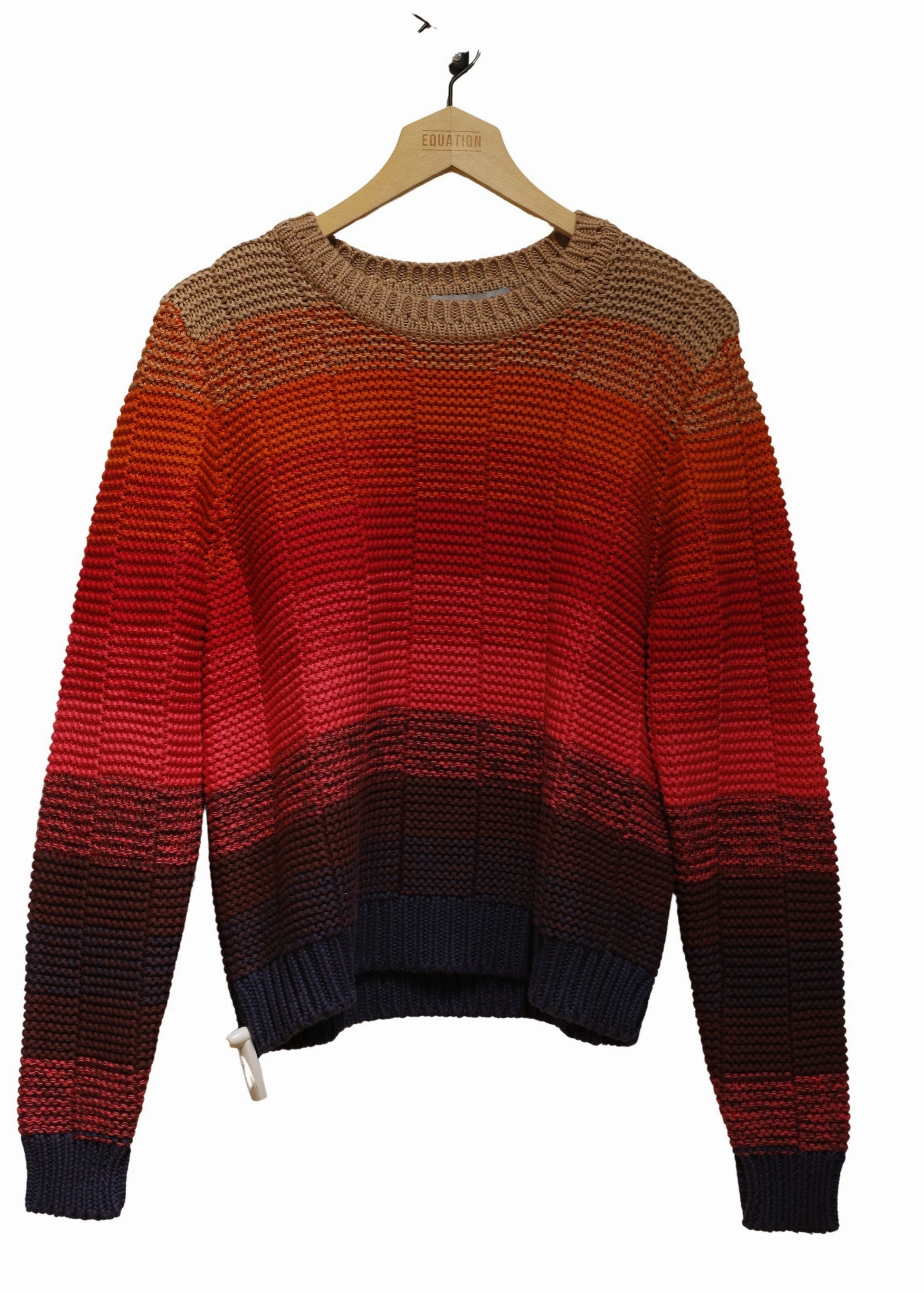 Stylish Knitwear Quick Wear Autumn Cashmere Ombre Stripe Cotton Crew Neck Wild Plum