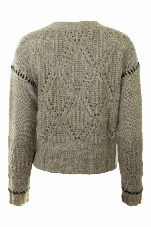 Autumn Cashmere Shaker V Neck Cardi w/ Diamond Comfy clothing