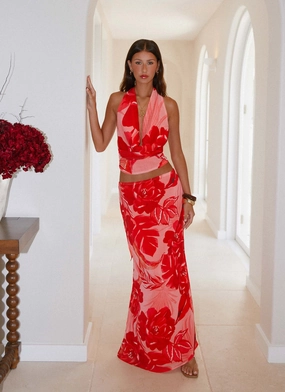 Autumn Ready Soulful Low Rise Maxi Skirt - Sicily Sunsets Print Sophisticated Mood Soulful Low Rise Maxi Skirt - Sicily Sunsets Print