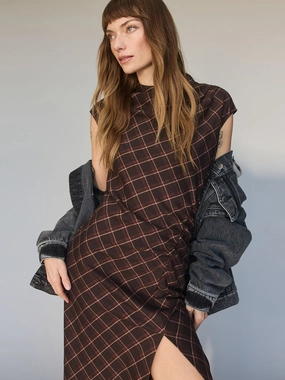 Autumns Best Dress Cocoa Plaid Warm Tone Autumns Best Dress Cocoa Plaid Everyday Use velvet feel