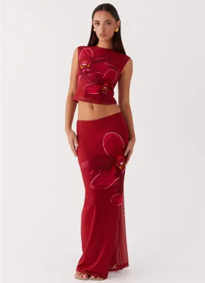 Auxetic Weave Pattern Waiting For Dawn Mesh Maxi Skirt - Rosa Non Restrictive Waiting For Dawn Mesh Maxi Skirt - Rosa