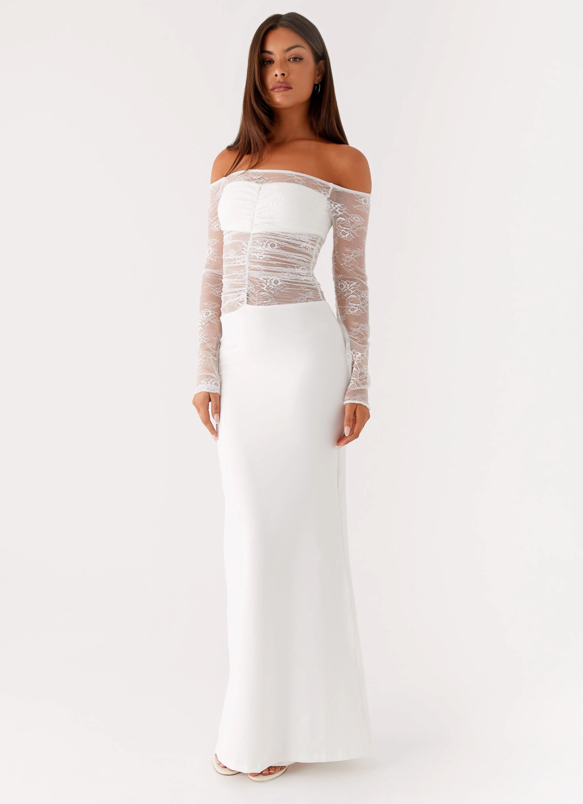Avi Maxi Dress - White Sequin-Detail Body Safe