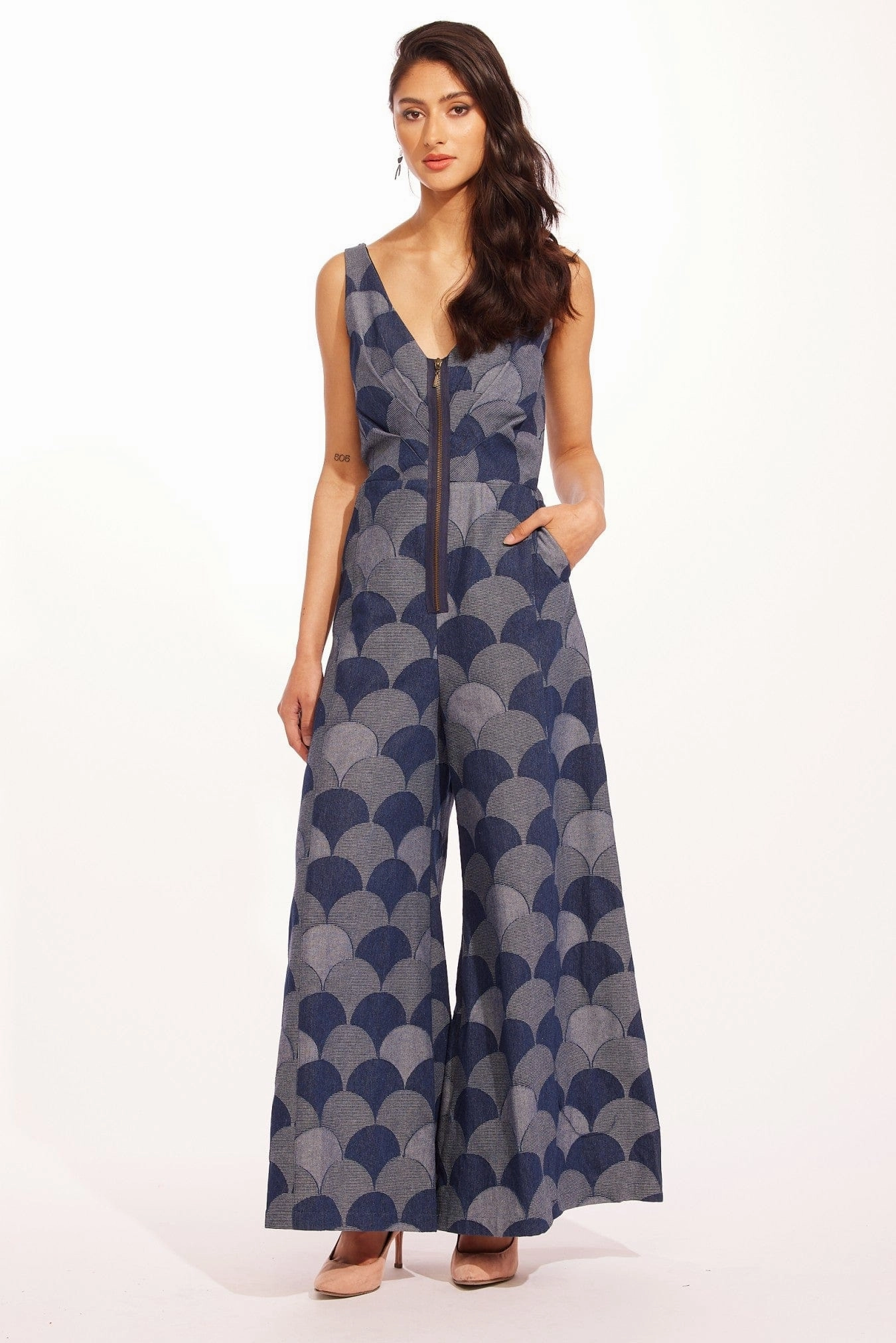 Axella Jumpsuit - Atomic Denim FlexibleElasticatedEdging Tear Resistant Fiber Blend