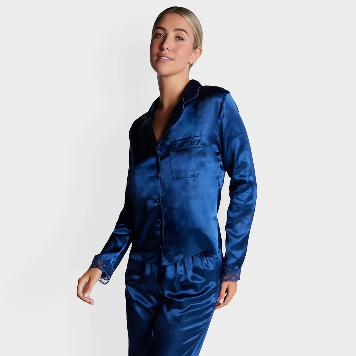 BA Lace Trim Pjs Midnight Blue