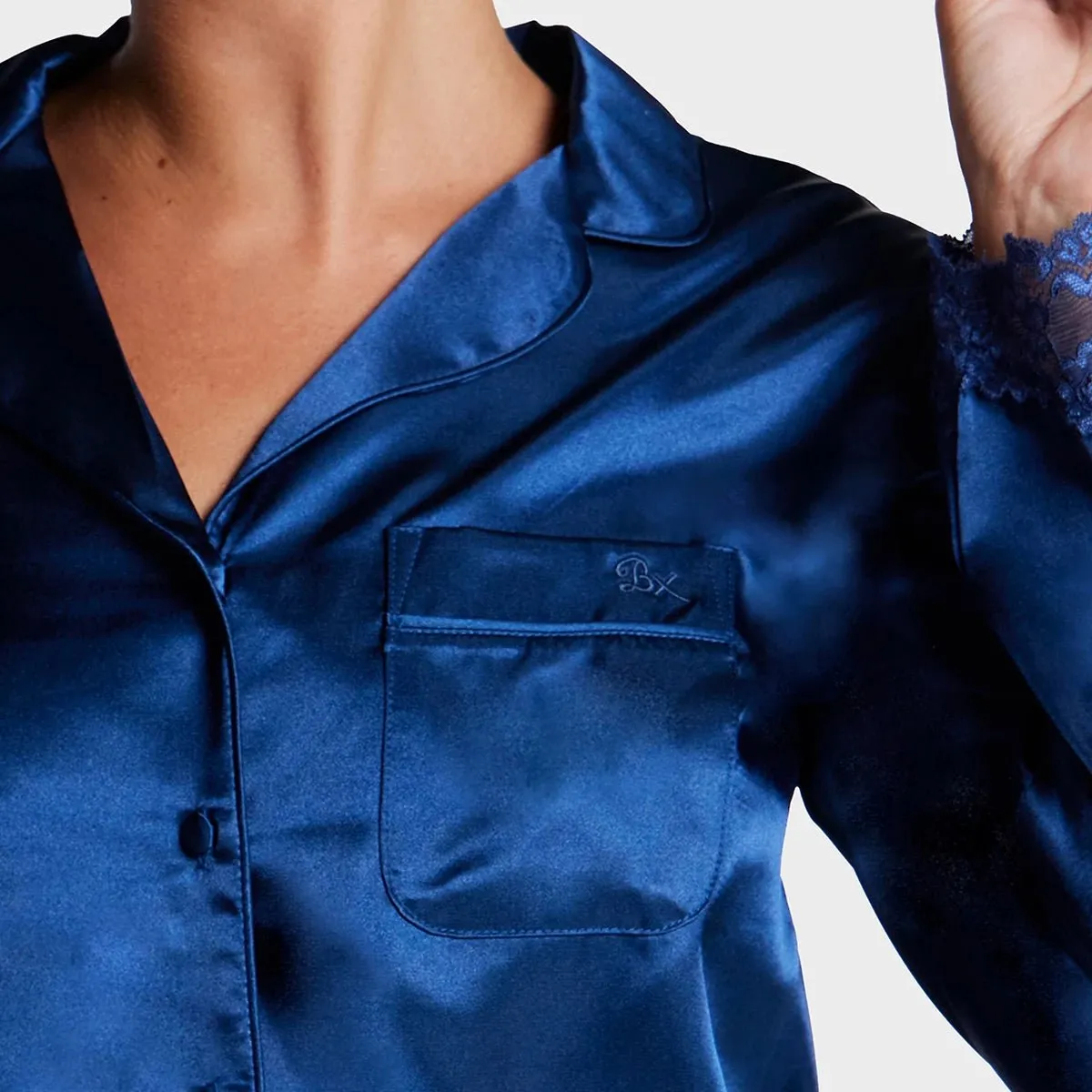 BA Lace Trim Pjs Midnight Blue