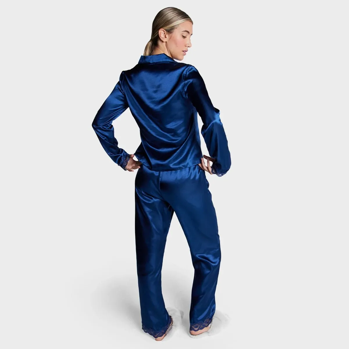 BA Lace Trim Pjs Midnight Blue