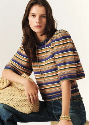 ba&sh Farfaela Short Sleeve Sweater Jumper Premium Quality Performance Layer Fit ba&sh Farfaela Short Sleeve Sweater Jumper