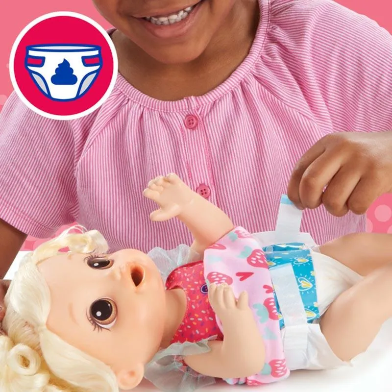 Baby Alive Magical Mixer Baby Doll Strawberry Shake with Blender Accessories, Drinks, Wets, Eats, Blonde Hair Toy for Kids Ages 3 and Up