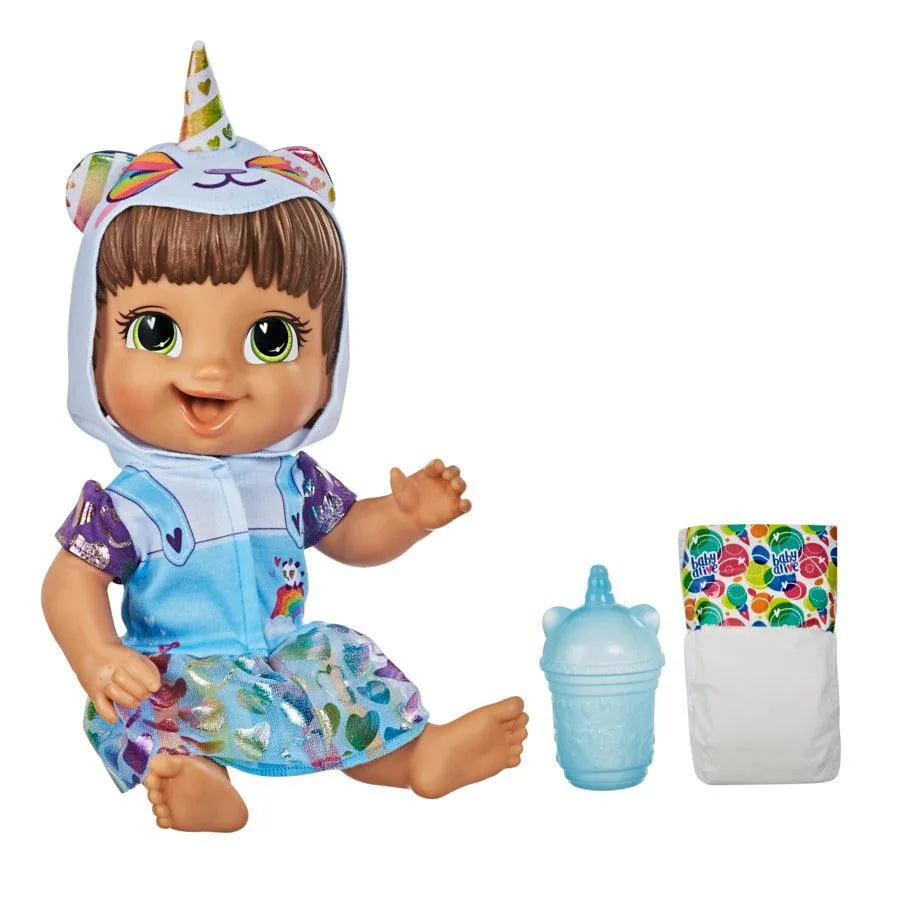 Baby Alive Tinycorns Doll, Panda Unicorn, Accessories, Drinks, Wets, Brown Hair Toy For Kids Ages 3 Years & Up
