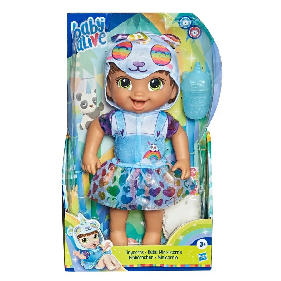 Baby Alive Tinycorns Doll, Panda Unicorn, Accessories, Drinks, Wets, Brown Hair Toy For Kids Ages 3 Years & Up