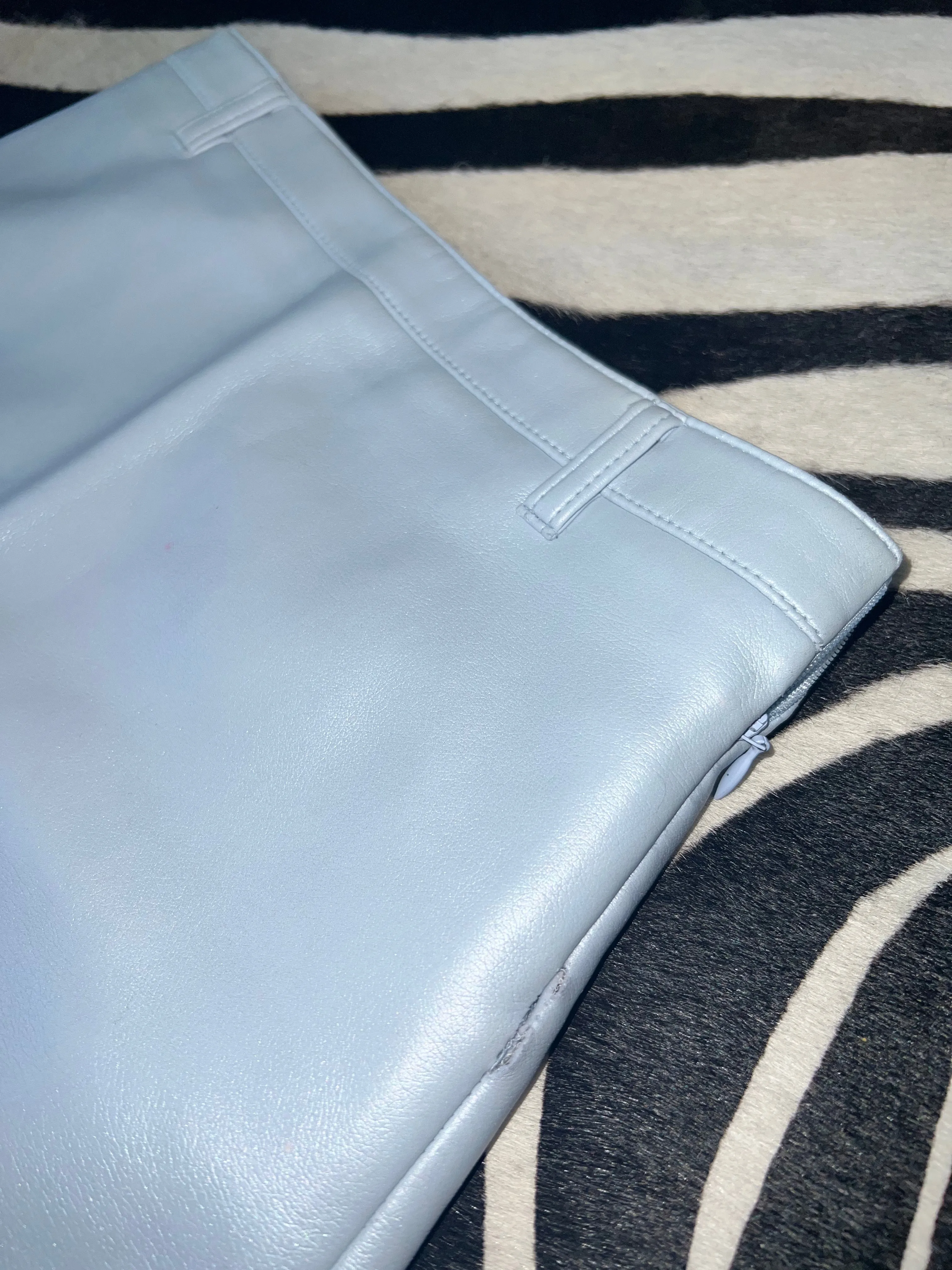 Baby Blue Faux Leather Skirt