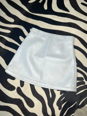Baby Blue Faux Leather Skirt
