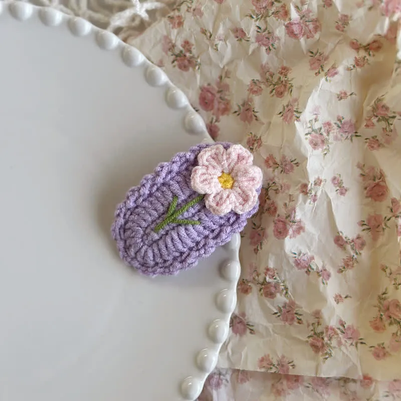 Baby Flower Sweet Knitted Hair Clips