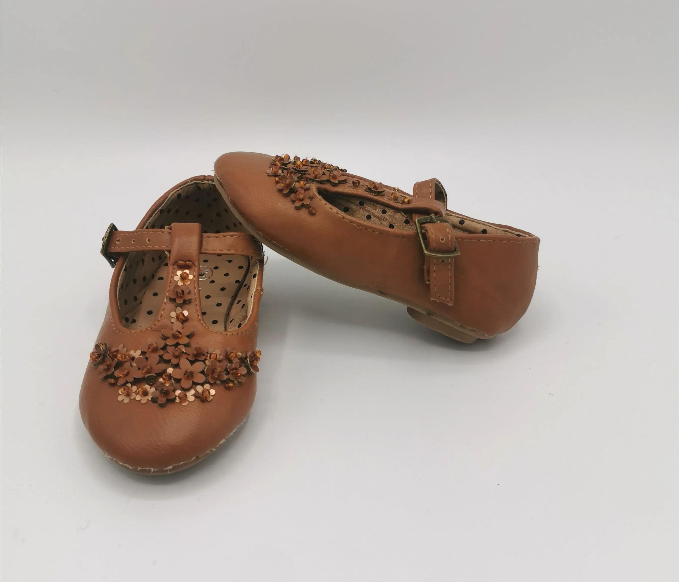 BABY GIRL SIZE 5 TODDLER - Floral, Strappy Ballet Flats EUC B12