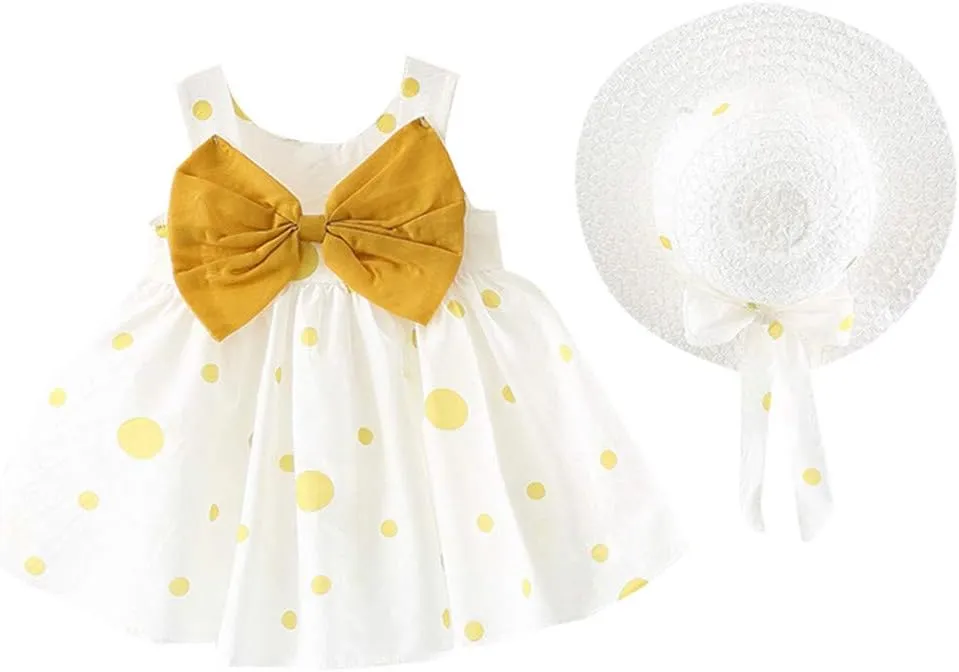 Baby Girl Summer Clothes Infant Dresses Short Sleeve Overall Skirt Hat for 3 Months to 24 Months Girls Birthday Easter