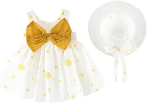 Baby Girl Summer Clothes Infant Dresses Short Sleeve Overall Skirt Hat for 3 Months to 24 Months Girls Birthday Easter