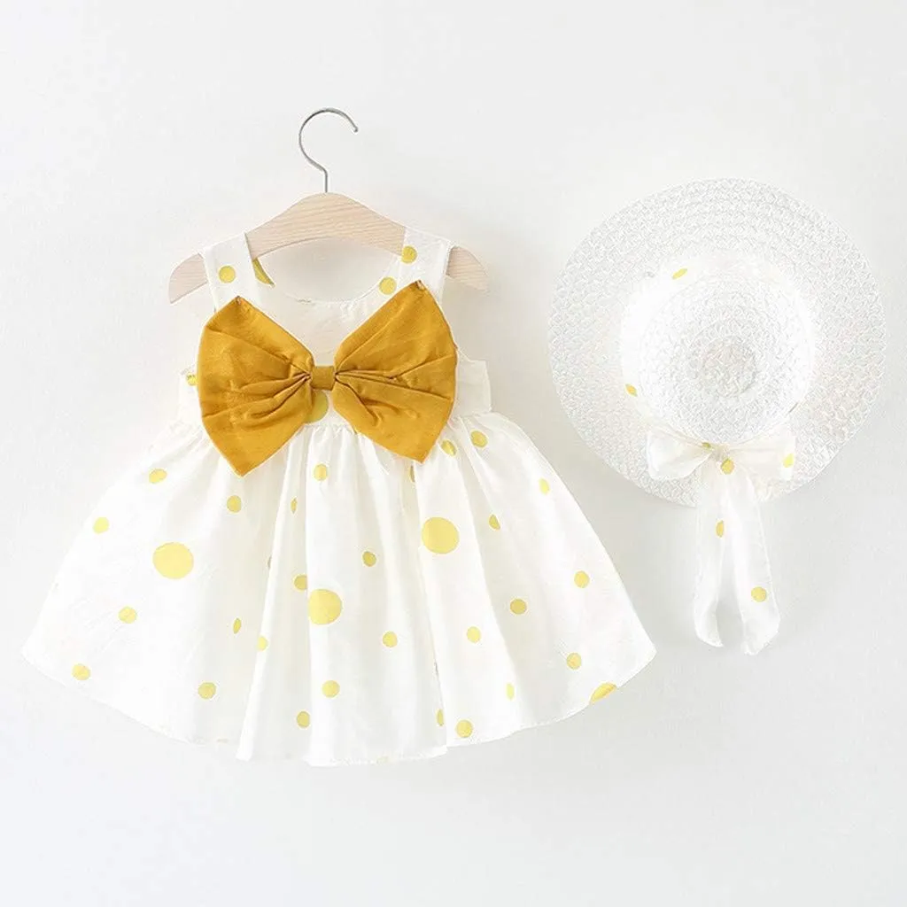 Baby Girl Summer Clothes Infant Dresses Short Sleeve Overall Skirt Hat for 3 Months to 24 Months Girls Birthday Easter