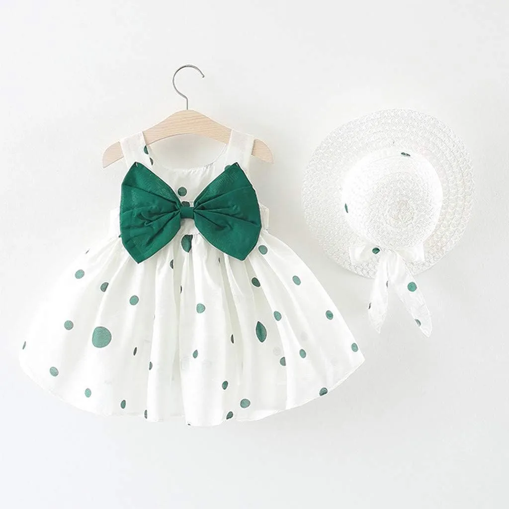 Baby Girl Summer Clothes Infant Dresses Short Sleeve Overall Skirt Hat for 3 Months to 24 Months Girls Birthday Easter