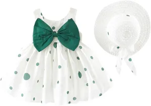 Baby Girl Summer Clothes Infant Dresses Short Sleeve Overall Skirt Hat for 3 Months to 24 Months Girls Birthday Easter