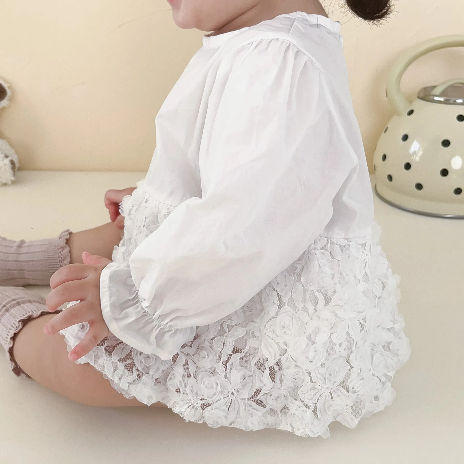Baby Girls Flower Lace Birthday Rompers Wholesale 230210249