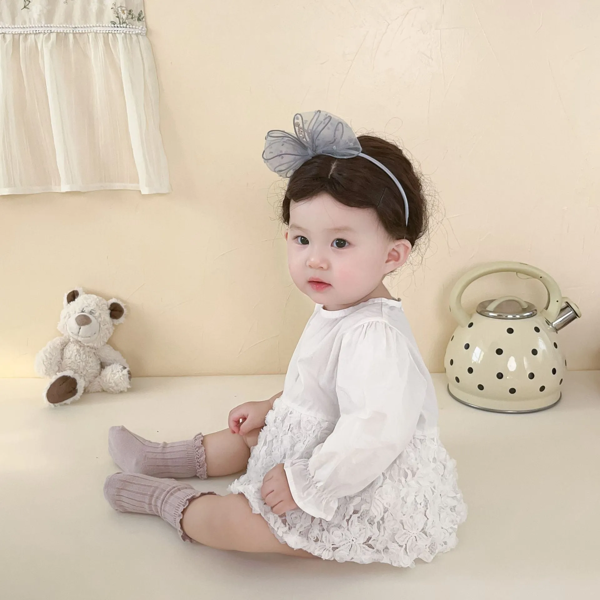Baby Girls Flower Lace Birthday Rompers Wholesale 230210249