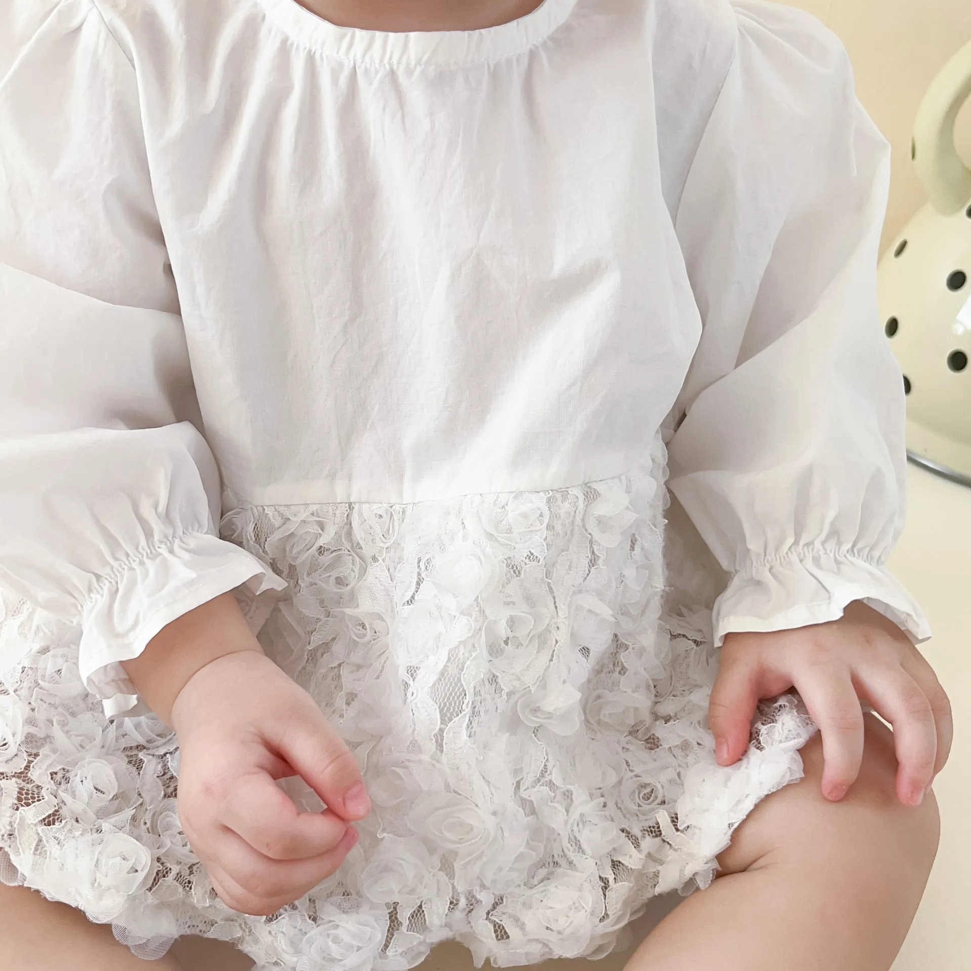 Baby Girls Flower Lace Birthday Rompers Wholesale 230210249