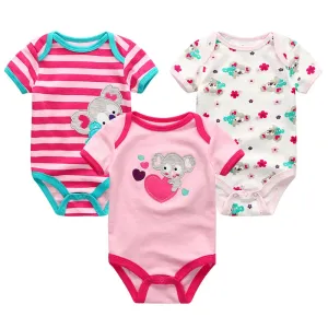 Baby Jumpsuits 3-Piece Newborn Set Bodysuit - 100% Cotton