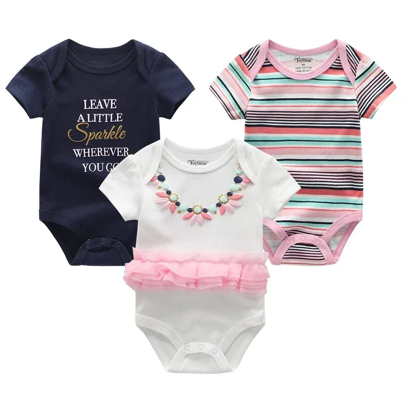 Baby Jumpsuits 3-Piece Newborn Set Bodysuit - 100% Cotton