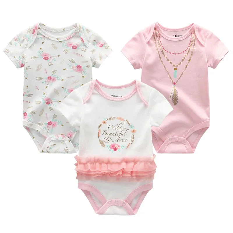 Baby Jumpsuits 3-Piece Newborn Set Bodysuit - 100% Cotton
