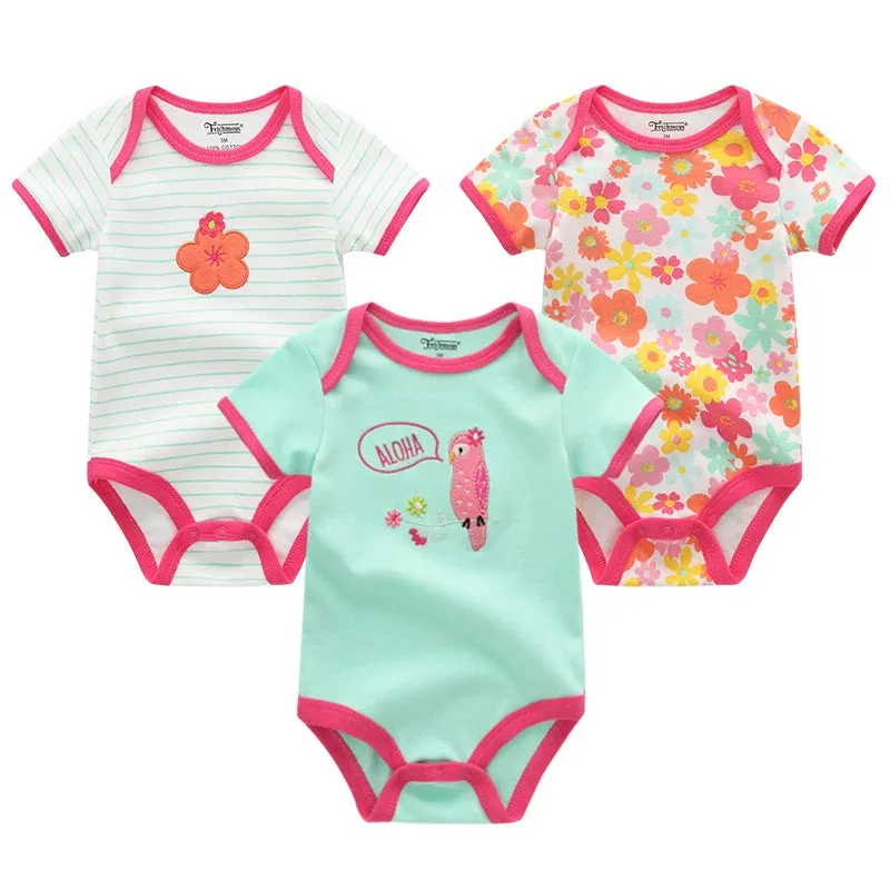 Baby Jumpsuits 3-Piece Newborn Set Bodysuit - 100% Cotton