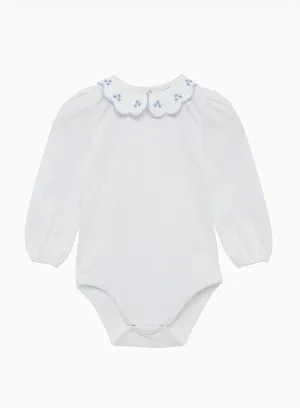 Baby Long Sleeved Petal Floral Body in White/Blue