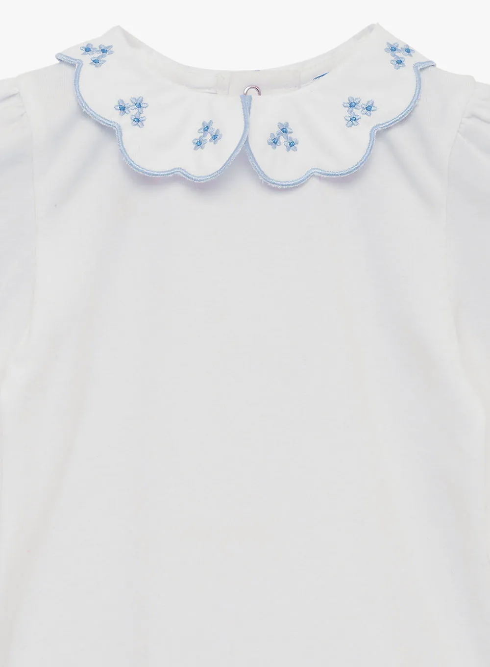 Baby Long Sleeved Petal Floral Body in White/Blue