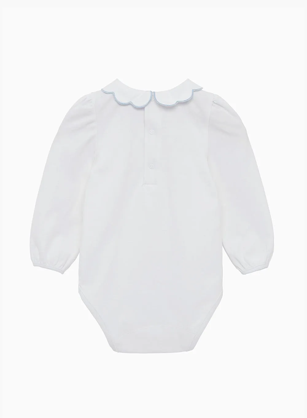 Baby Long Sleeved Petal Floral Body in White/Blue