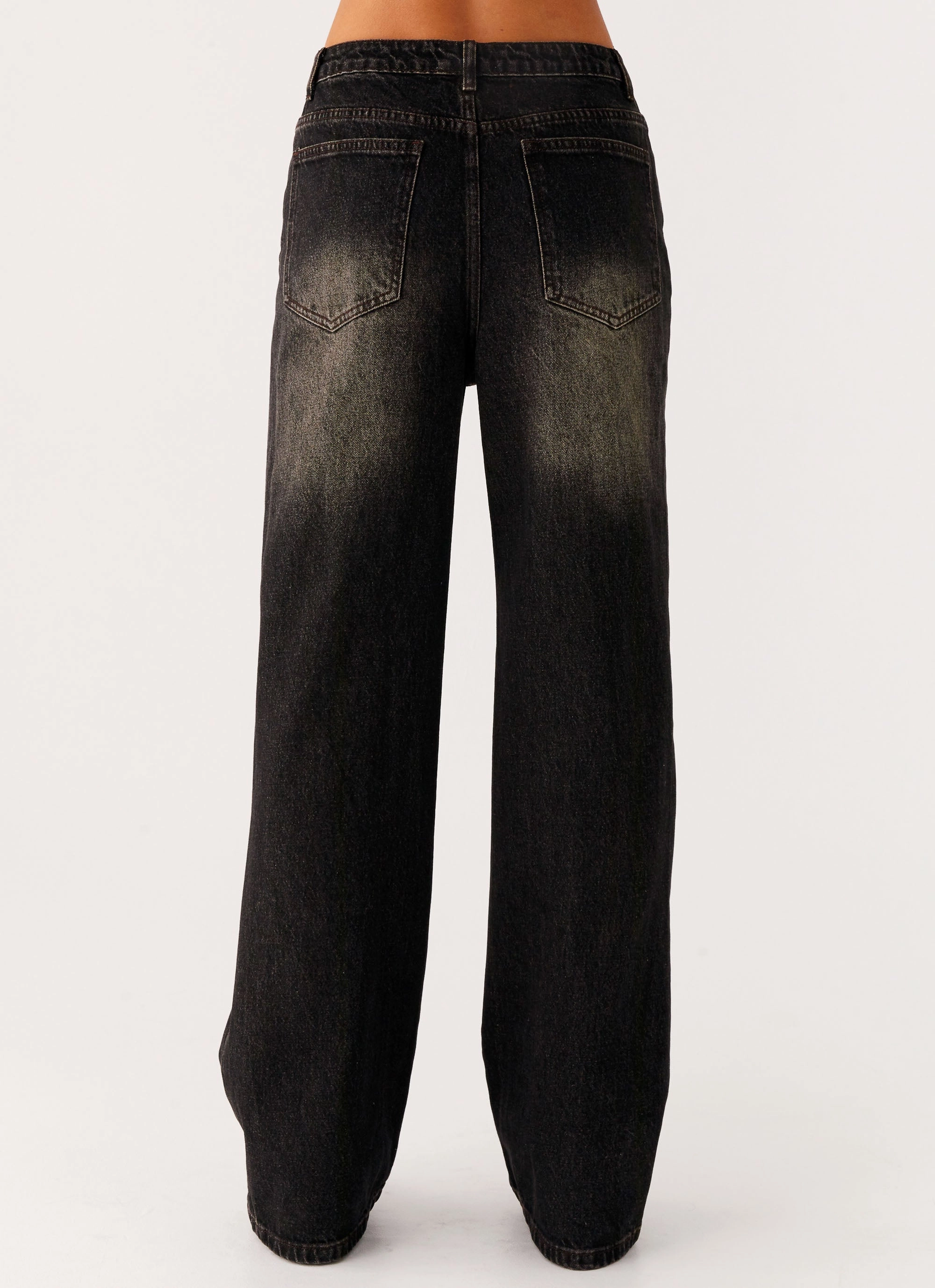 Chilly Weather Fit Back Again Straight Leg Denim Jeans - Acid Charcoal