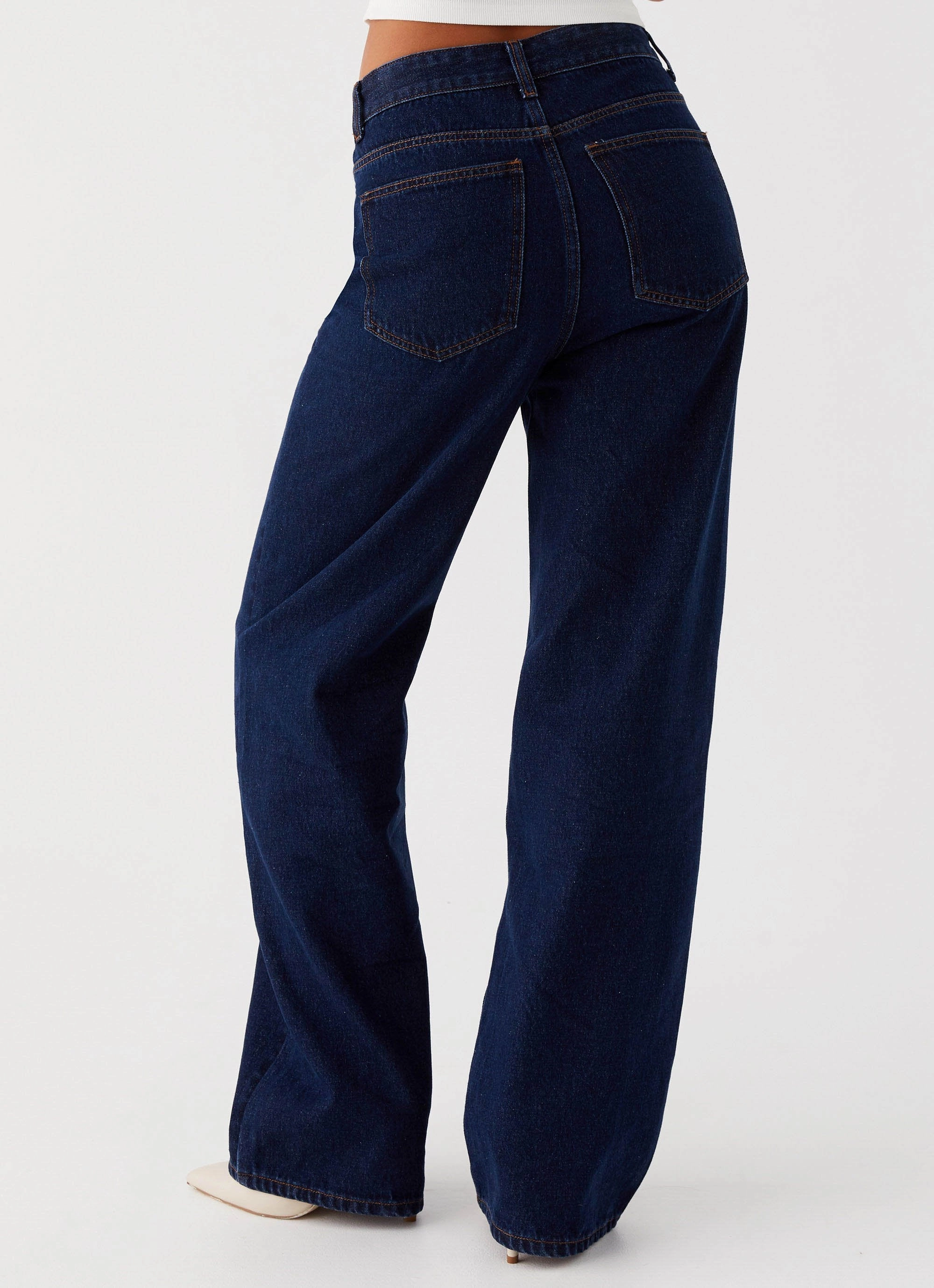 Back Again Straight Leg Denim Jeans - Blue Durable Construction Work Comfort