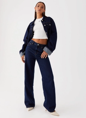 Back Again Straight Leg Denim Jeans - Blue Soft Inner Lining Back Again Straight Leg Denim Jeans - Blue Workwear