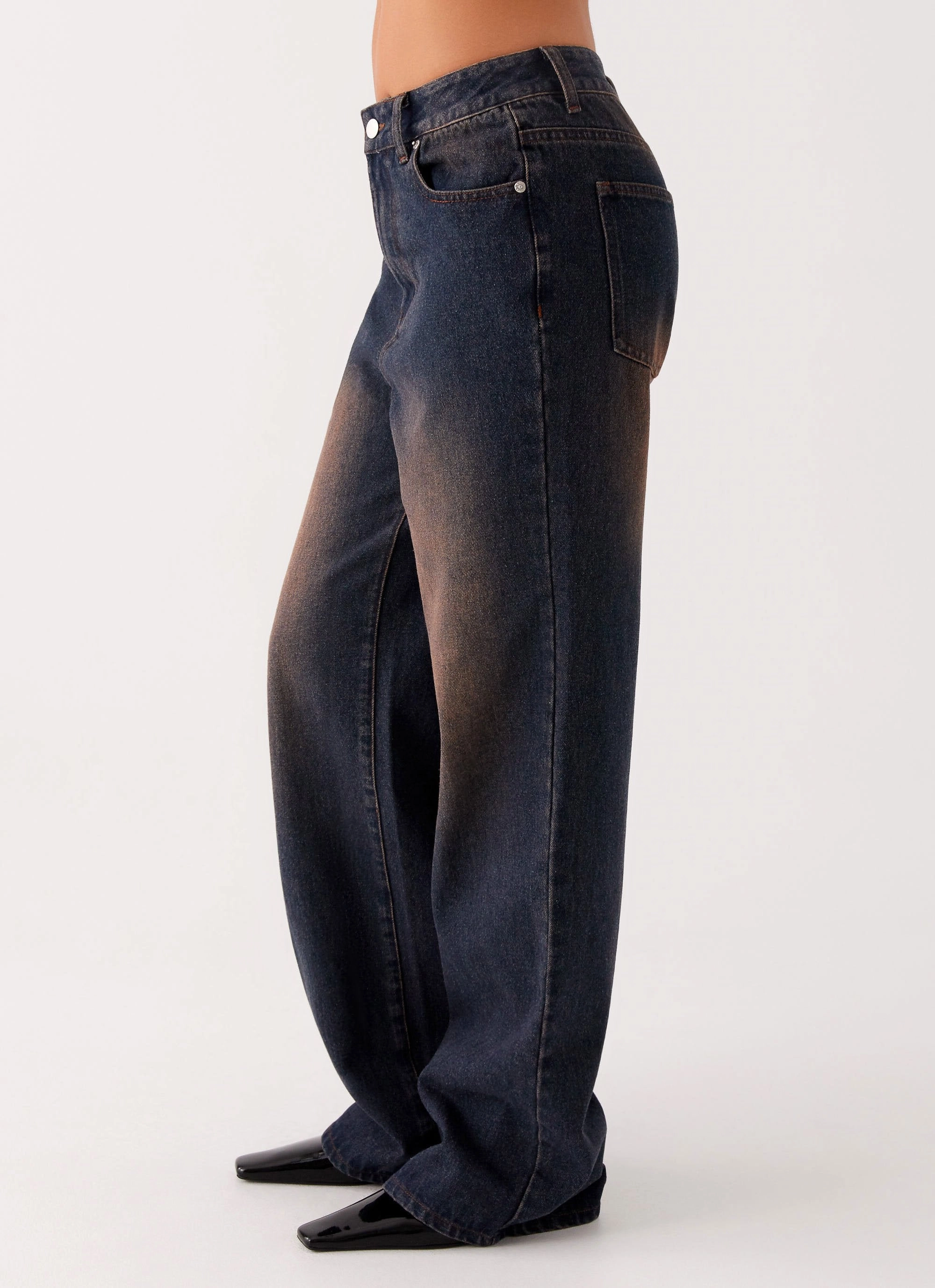 Relaxed fit wear Back Again Straight Leg Denim Jeans - Brown Blue Acid Wash