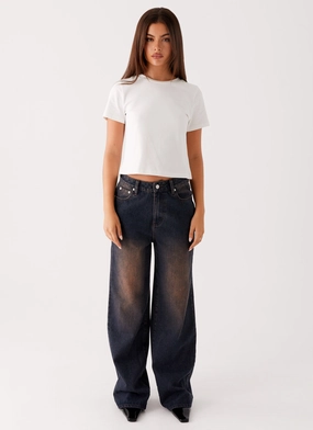 Back Again Straight Leg Denim Jeans - Brown Blue Acid Wash Temperature Regulating Lining Light wash Stretch Material Back Again Straight Leg Denim Jeans - Brown Blue Acid Wash