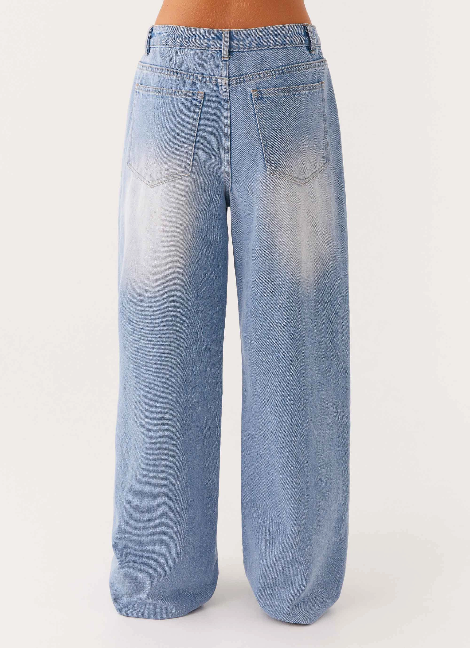 Back Again Straight Leg Denim Jeans - Light Wash Blue Flex Foam Inserts