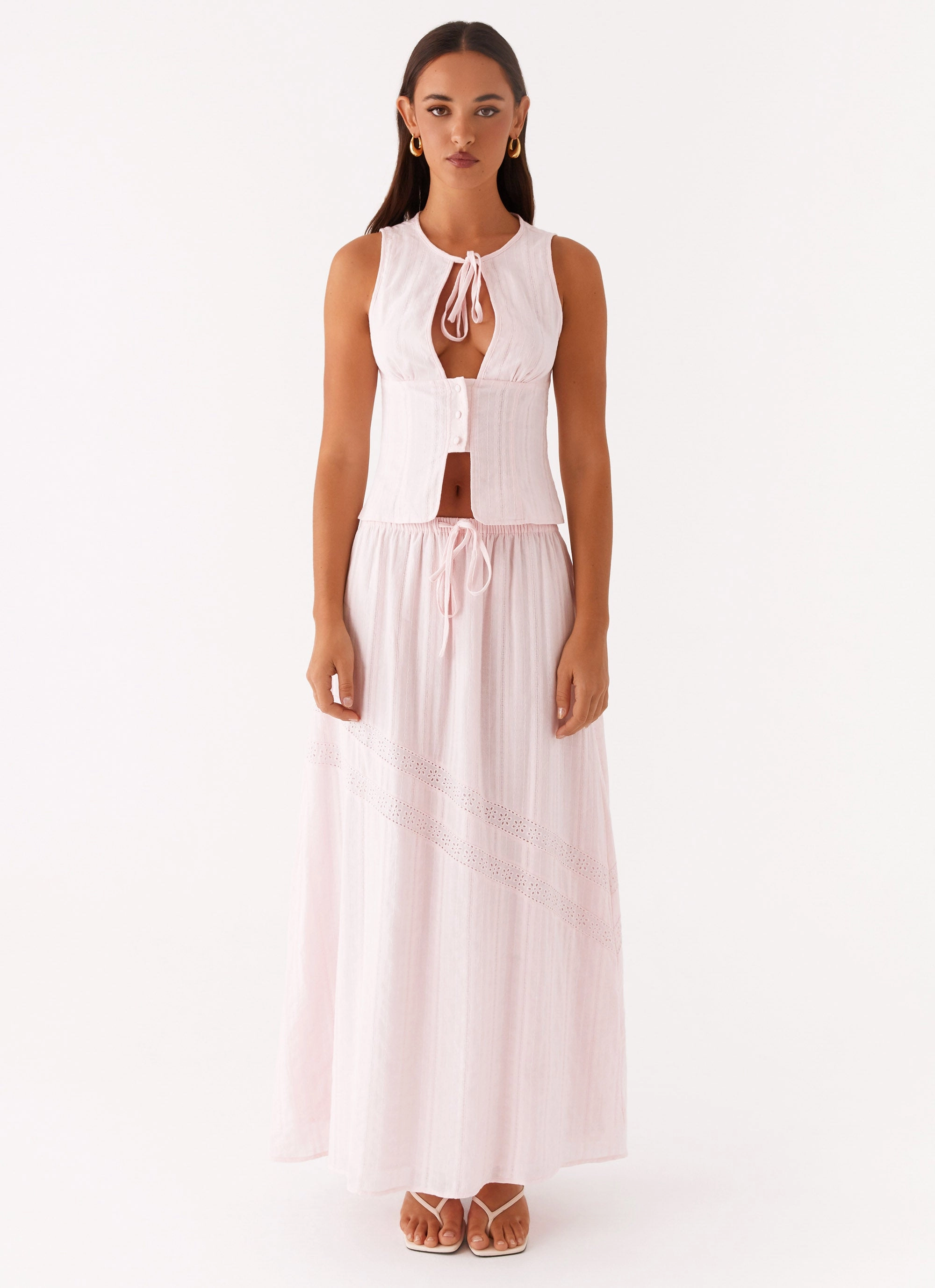 Bailey Tie Front Top - Blush Vibe Shot