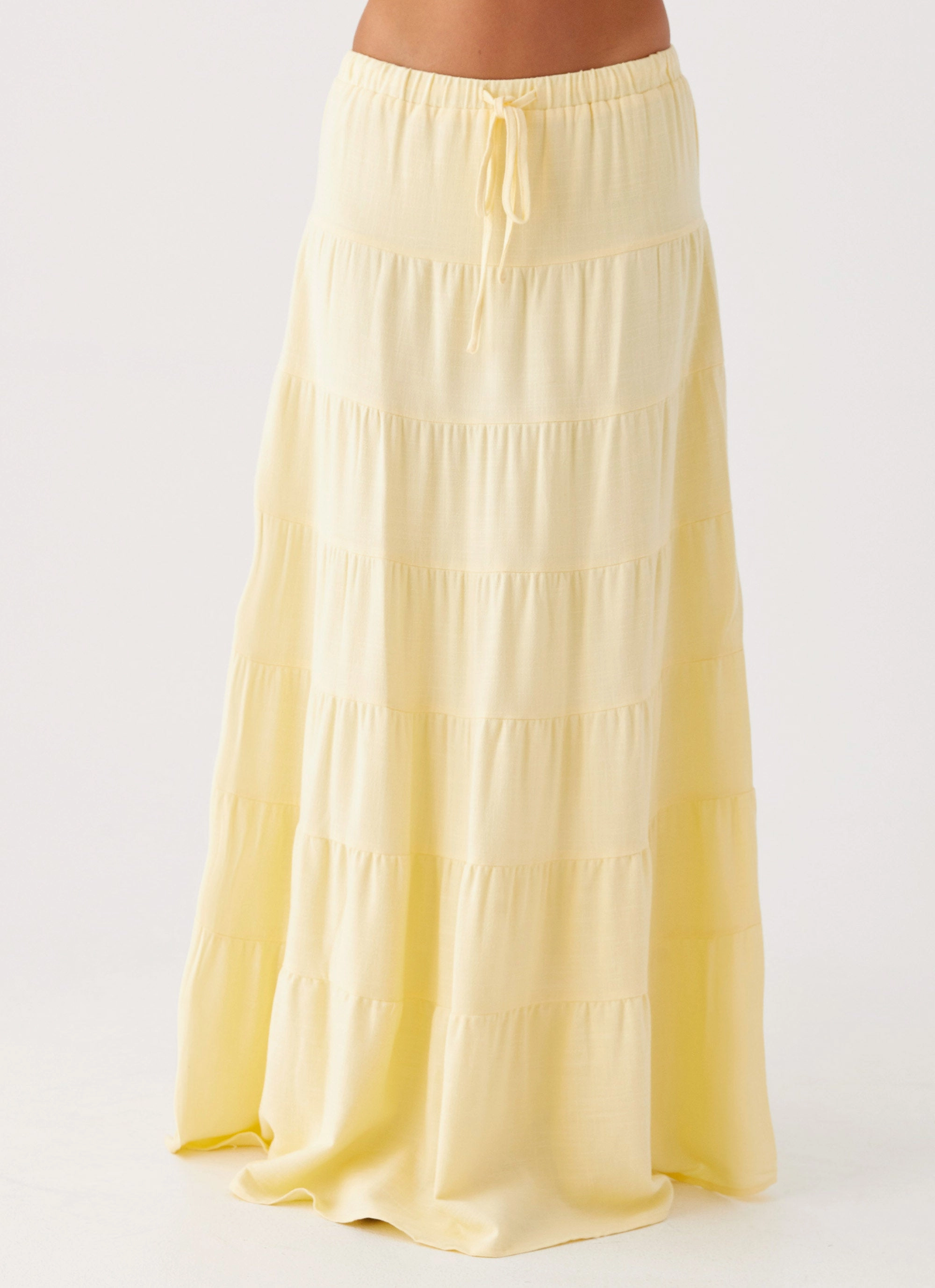 Mariella Linen Maxi Skirt - Yellow Soft Combo Chic Fit