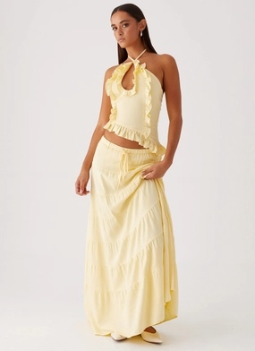 Balloon Hem Mariella Linen Maxi Skirt - Yellow Mariella Linen Maxi Skirt - Yellow Everyday Essential Slow Fashion