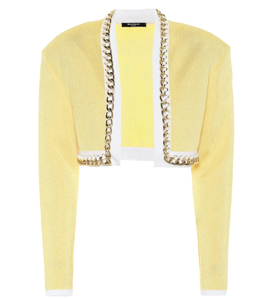 Balmain Chain-link cropped knit jacket