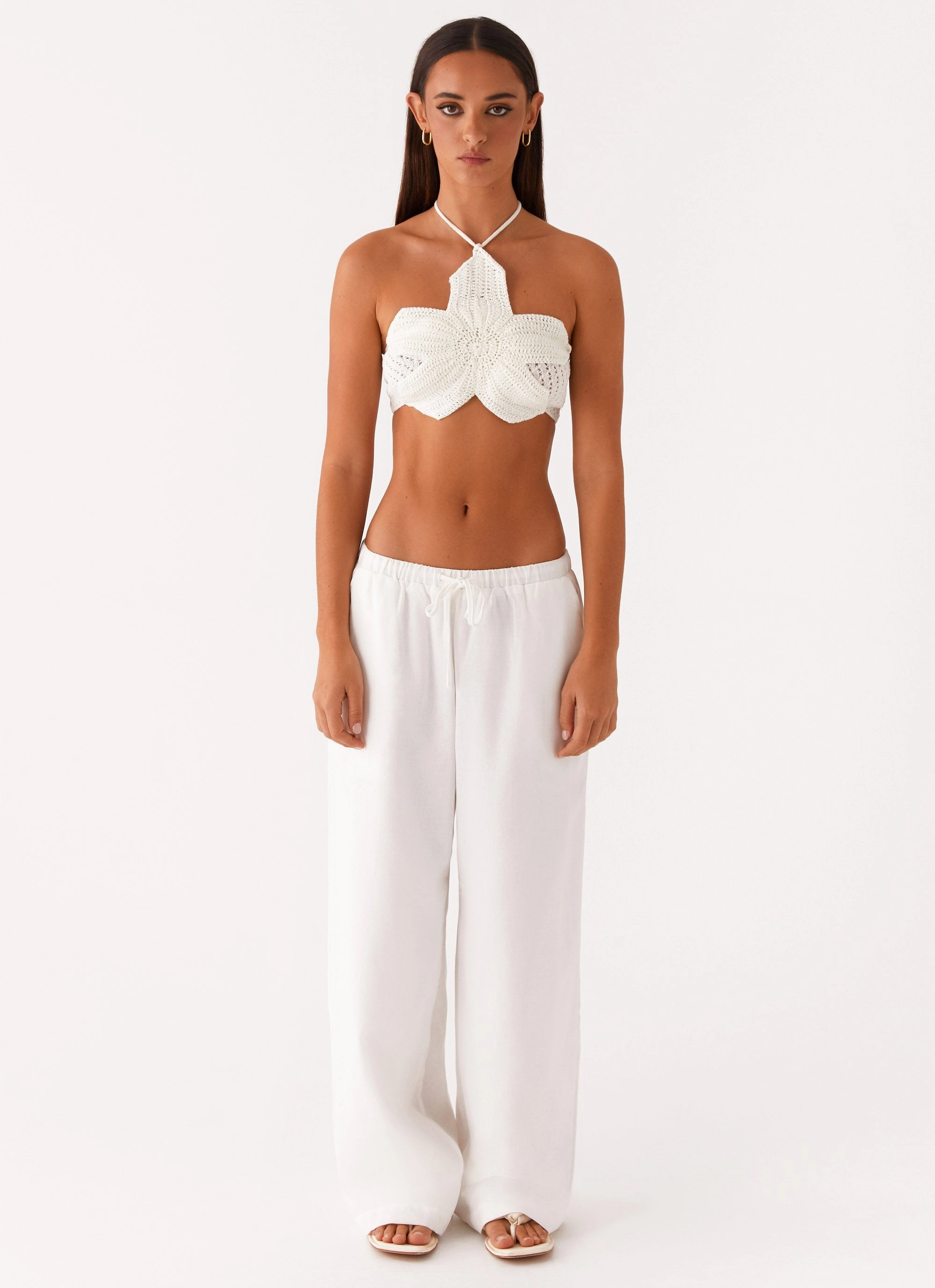 Cold Weather AntiStaticFabric Palmilla Crochet Top - White