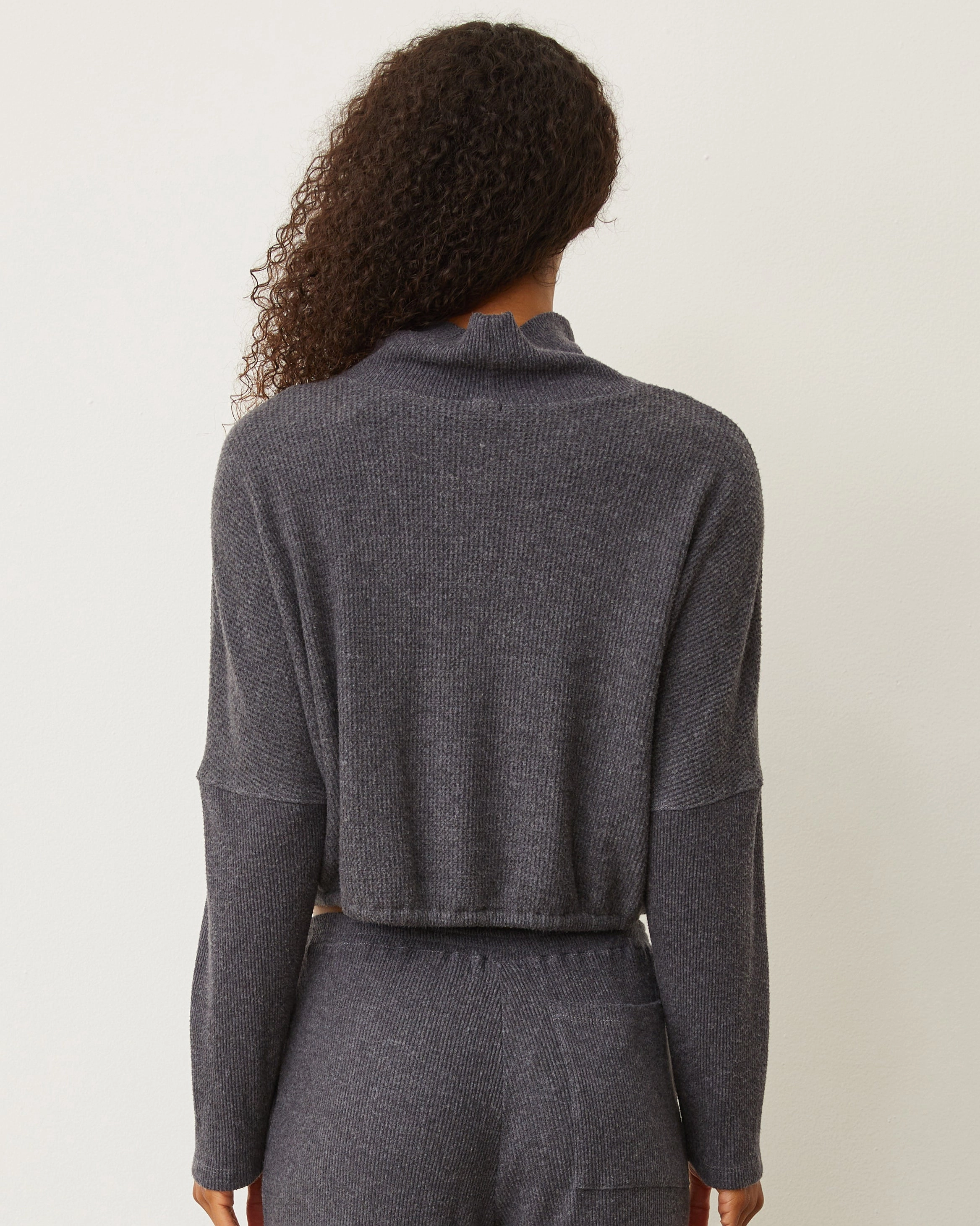 Brushed Thermal Drawcord Waist Sweatshirt Breathable Underarm Gussets