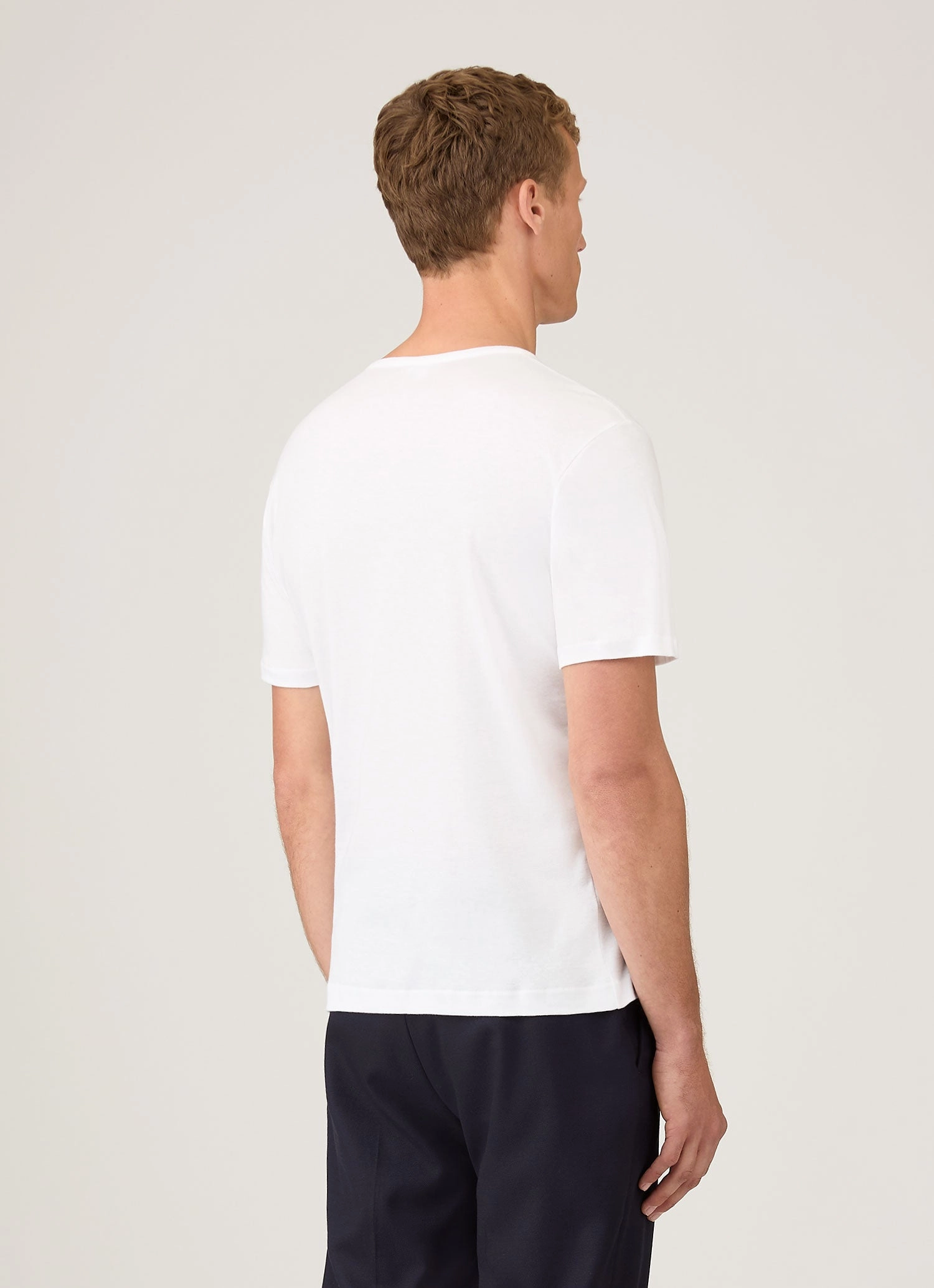 Boat Neck Men's Sea Island Cotton T-shirt in White